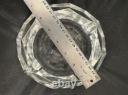 Baccarat Diamond Cut Crystal Ashtray France Art Glass Octagonal 6.75 Heavy Big