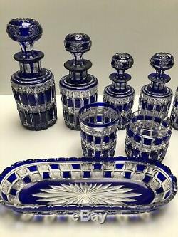 Baccarat Exceptional Perfume Set Blue Cut To Clear 10 Pieces #270