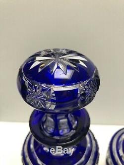 Baccarat Exceptional Perfume Set Blue Cut To Clear 10 Pieces #270