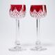Baccarat France Colbert Rose Red Cut Crystal Rhine Wine Glasses 7.5 Pair 2pc