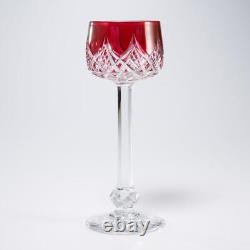 Baccarat France Colbert Rose Red Cut Crystal Rhine Wine Glasses 7.5 Pair 2pc