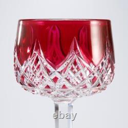 Baccarat France Colbert Rose Red Cut Crystal Rhine Wine Glasses 7.5 Pair 2pc