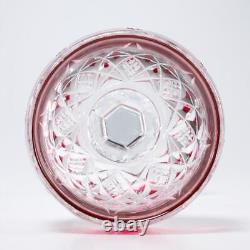 Baccarat France Colbert Rose Red Cut Crystal Rhine Wine Glasses 7.5 Pair 2pc