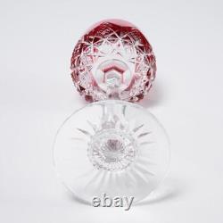Baccarat France Colbert Rose Red Cut Crystal Rhine Wine Glasses 7.5 Pair 2pc