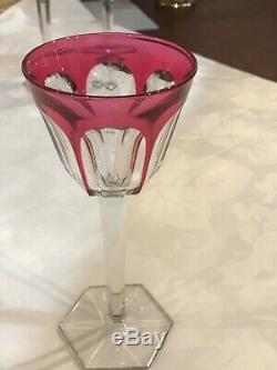 Baccarat France Crystal HARCOURT WINE RHINE GLASS pink Cut to Clear