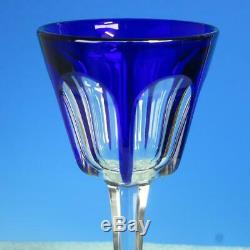 Baccarat France Crystal Harcourt Cobalt Blue Cut to Clear Rhine Wine Glass