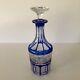 Baccarat Hand Carved Cobalt Blue Cut To Clear Decanter
