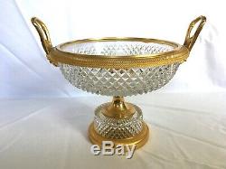 Baccarat Neoclassical French Cut Crystal & Ormolu Centerpiece Compote