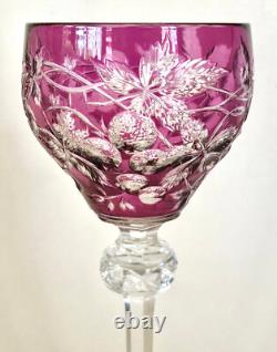 Baccarat Overlay Goblet, Intaglio Cut, Raspberry Vines, Purple