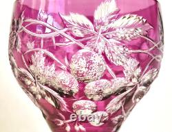 Baccarat Overlay Goblet, Intaglio Cut, Raspberry Vines, Purple