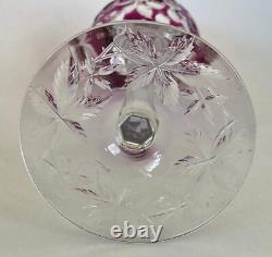 Baccarat Overlay Goblet, Intaglio Cut, Raspberry Vines, Purple
