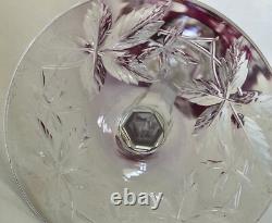 Baccarat Overlay Goblet, Intaglio Cut, Raspberry Vines, Purple