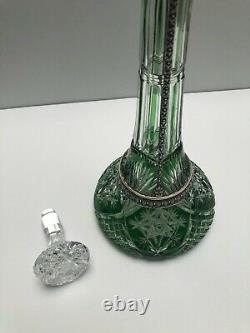 Baccarat Rare And Magnifcent Emerald Cut To Clear And Silver Decanter #252