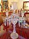 Baccarat Style Pair of Antique Hand-Cut French 2 light Crystal Candelabra