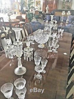 Baccarat Style Pair of Antique Hand-Cut French 2 light Crystal Candelabra