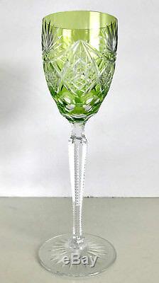 Baccarat Vintage Lime Peridot Cased Cut Clear Crystal 8 3/4 Wine Goblet