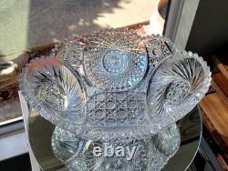 Banana Fruit Bowl ABP American Brilliant Period cut glass crystal 11 x 8 x 4.5