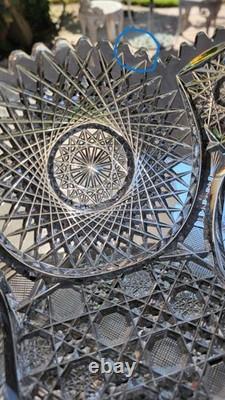 Banana Fruit Bowl ABP American Brilliant Period cut glass crystal 11 x 8 x 4.5