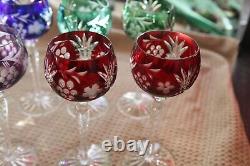 Bavarian crystal goblets eight glasses four colors 8 high