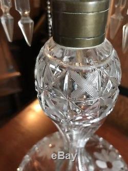 Beautiful Antique Cut Glass Mushroom Table Lamp Deep Cut Acorn Pulls. Crystal