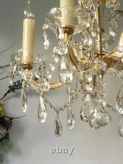 Beautiful French Antique / Vintage 5 light Cut Glass & Crystal Chandelier3Avai