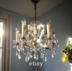 Beautiful French Antique / Vintage 5 light Cut Glass & Crystal Chandelier