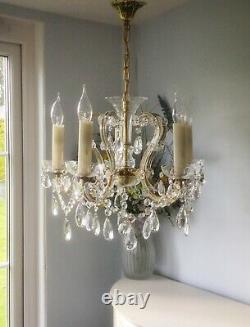 Beautiful French Antique / Vintage 5 light Cut Glass & Crystal Chandelier