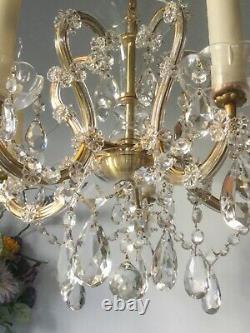 Beautiful French Antique / Vintage 5 light Cut Glass & Crystal Chandelier