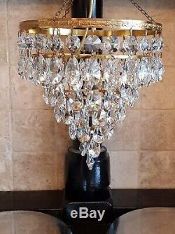Beautiful French Vintage Six Tier Waterfall Cut Crystal Glass Chandelier