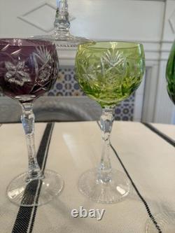 Beautiful Nachtmann Traube Cut To Clear Crystal Wine Glasses Set 8 Multicolor