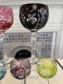 Beautiful Nachtmann Traube Cut To Clear Crystal Wine Glasses Set 8 Multicolor