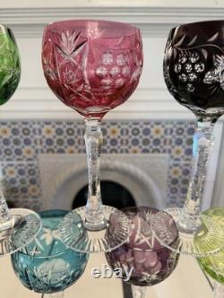 Beautiful Nachtmann Traube Cut To Clear Crystal Wine Glasses Set 8 Multicolor