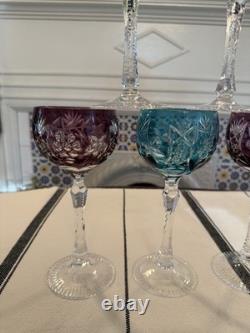 Beautiful Nachtmann Traube Cut To Clear Crystal Wine Glasses Set 8 Multicolor