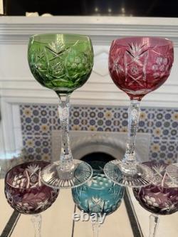 Beautiful Nachtmann Traube Cut To Clear Crystal Wine Glasses Set 8 Multicolor