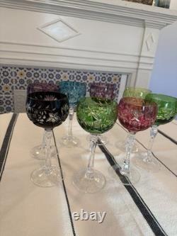 Beautiful Nachtmann Traube Cut To Clear Crystal Wine Glasses Set 8 Multicolor