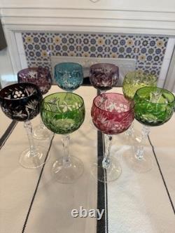 Beautiful Nachtmann Traube Cut To Clear Crystal Wine Glasses Set 8 Multicolor