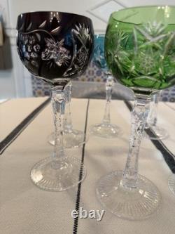 Beautiful Nachtmann Traube Cut To Clear Crystal Wine Glasses Set 8 Multicolor
