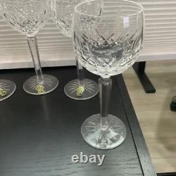Beautiful Set of 5 WATERFORD CRYSTAL HANDMADE (Cut Foot) Hock Wine Glasses