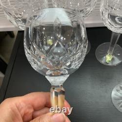 Beautiful Set of 5 WATERFORD CRYSTAL HANDMADE (Cut Foot) Hock Wine Glasses