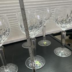 Beautiful Set of 5 WATERFORD CRYSTAL HANDMADE (Cut Foot) Hock Wine Glasses