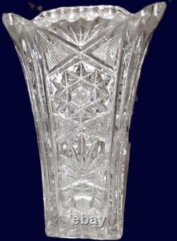 Beautiful Vintage Cut Crystal Vase Amazing Pattern
