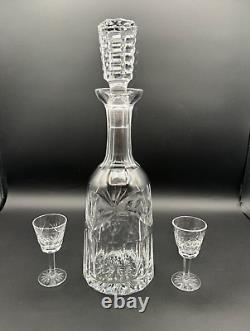 Beautiful WATERFORD CRYSTAL Ashling (Cut) Decanter withStopper & 2 Cordial Glasses