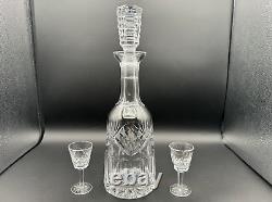 Beautiful WATERFORD CRYSTAL Ashling (Cut) Decanter withStopper & 2 Cordial Glasses