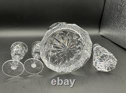 Beautiful WATERFORD CRYSTAL Ashling (Cut) Decanter withStopper & 2 Cordial Glasses