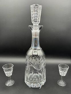 Beautiful WATERFORD CRYSTAL Ashling (Cut) Decanter withStopper & 2 Cordial Glasses