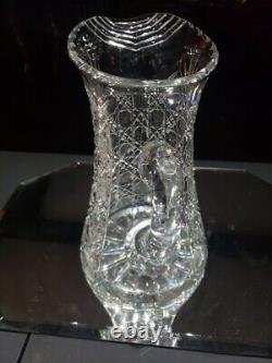 Beverage Jug Tankard Pitcher American Brilliant Cut Glass Crystal cane harvard