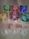 Beyer Vintage Multicolor Cut to Clear Crystal Liquor Glasses Set of 6