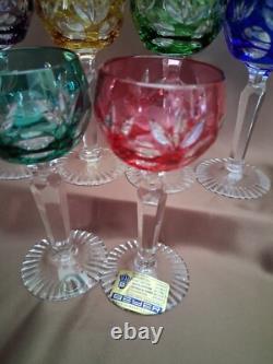 Beyer Vintage Multicolor Cut to Clear Crystal Liquor Glasses Set of 6