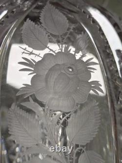 Big Antique Rare Signed Hawkes American Brilliant Cut Flower Glass Pitcher Ewer