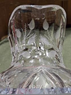 Big Antique Rare Signed Hawkes American Brilliant Cut Flower Glass Pitcher Ewer